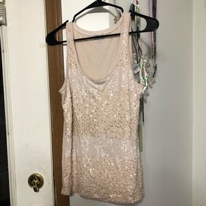 Express Cream Sequin Tank Top Size M